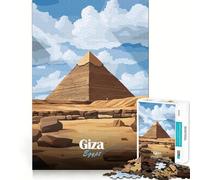 Puzzle de 1000 pièces pour Adultes,Illustration de la Pyramide de Gizeh,découpe Nette,défi Stimulant,Jeu Amusant pour Les Temps Libres,décoration Murale de Noël (38x52cm)