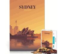 Puzzle de 1000 pièces pour Adultes Illustration de la Skyline de Sydney, Australie Jeu de Construction aux Bords Fins Jeu cognitif et Relaxant Décoration Murale de Noël (50x75cm)
