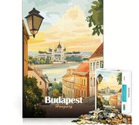 Puzzle de 1000 pièces pour Adultes Illustration de la Ville de Budapest,Hongrie Décoration soignée Jeu d'exercice Mental Temps de détente et de Divertissement pour Noël (50x75cm)