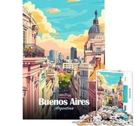 Puzzle de 1000 pièces pour adultes Illustration de la ville de Buenos Aires Argentine Défi intellectuel Jouet addictif Jeu amusant pour toute la famille Cadeau artistique original (dimensions 38x52cm)