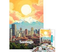 Puzzle de 1000 pièces pour Adultes Illustration de la Ville de Santiago du Chili Jeu addictif pour cultiver la Patience Jeu Familial Anti-Stress Cadeau d'anniversaire (Dimensions 50x75cm)