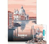 Puzzle de 1000 pièces pour Adultes Illustration de la Ville de Venise, Italie Décoration soignée Jeu d'exercice Mental Temps Libre et Amusant pour Noël (50x75cm)