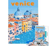 Puzzle de 1000 pièces pour Adultes Illustration de la Ville de Venise Jeu éducatif de 1000 pièces défi Stimulant Casse-tête Jeux familiaux (38x52cm)