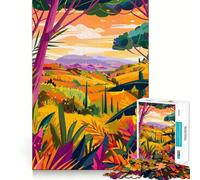 Puzzle de 1000 pièces pour Adultes Illustration de Paysage Abstrait Minimaliste et coloré Assemblage Fin Jeu Amusant et Intelligent Défi Relaxant Cadeau d'anniversaire ou Loisir (38x52cm)