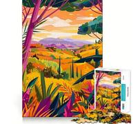Puzzle de 1000 pièces pour Adultes,Illustration de Paysage Abstrait Minimaliste et coloré,découpe Impeccable,Jeu de Concentration Amusant,Cadeau Gratuit,Cadeau d'anniversaire Amusant (50x75cm)