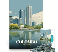 Puzzle de 1000 pièces pour Adultes Illustration de Paysage Urbain de Colombo,Sri Lanka Jeu de réflexion et de Calme Décoration de Noël (50x75cm)
