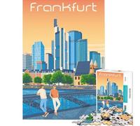 Puzzle de 1000 pièces pour Adultes Illustration de Paysage Urbain de Francfort Allemagne Impression d'art de Voyage pour Jeu éducatif Jouet Stimulant Jeu Familial défi Difficile idées Cadeaux