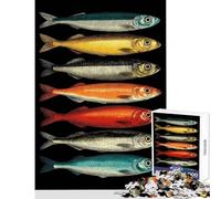 Puzzle de 1000 pièces pour Adultes, Illustration de Sardines colorées, décoration Murale, pour Jouer à « Impossible Game » et Partager Un Moment Complice Parent-Enfant Dimensions 50x75cm