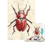 Puzzle de 1000 pièces pour Adultes Illustration de scarabée Rouge Jeux de détente Une œuvre d'art Difficile et stimulante (Dimensions 38x52cm)