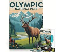 Puzzle de 1000 pièces pour Adultes, Illustration d'élans du Parc National Olympique, pour améliorer la mémoire et Partager Un Moment de Plaisir Bords précis Cadeau saisonnier (50x75cm)