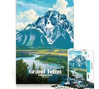 Puzzle de 1000 pièces pour Adultes Illustration du Parc National de Grand Teton Jeu d'articulation Fin,Amusant et Intelligent Défi,Divertissement Calme,Cadeau d'anniversaire ou Loisir (38x26cm)