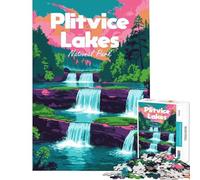 Puzzle de 1000 pièces pour Adultes Illustration du Parc National des Lacs de Plitvice Activités ludiques à la Maison Jeu Anti-Stress et Casse-tête pour Les 14 Ans et Plus (38x26cm)