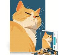 Puzzle de 1000 pièces pour Adultes Illustration d'un Chat Orange très Critique Drôle,Mignon,Bords de qualité supérieure Casse-tête Cadeau,Jeu Occasionnel,activité d'anniversaire (38x26cm)