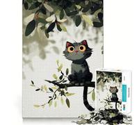 Puzzle de 1000 pièces pour Adultes Illustration d'un Chat sur Une Branche Assemblage Lisse Jeu de logique Amusant et décontracté Scène de Noël (50x75cm)