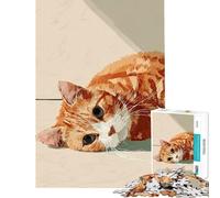 Puzzle de 1000 pièces pour Adultes Illustration d'un Chat tigré Orange au Repos Jeu Manuel éducatif et Stimulant pour s'amuser en Famille (Dimensions 38x26cm)