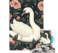 Puzzle de 1000 pièces pour Adultes Illustration d'un Cygne dans Un Jardin Fleuri Stimule Le Cerveau Jeu éducatif Stimulant à partir de 14 Ans (38x26cm)