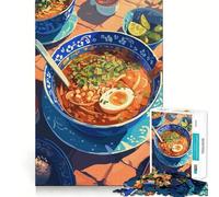 Puzzle de 1000 pièces pour Adultes Illustration d'un délicieux Bol de Ramen Découpe de qualité supérieure Jeu Amusant et Stimulant pour Le Cerveau Cadeau de Noël apaisant (50x75cm)