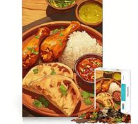 Puzzle de 1000 pièces pour Adultes Illustration d'un délicieux Repas de Poulet et de Riz Jeu d'adresse Amusant et Fluide Idéal pour Les Moments de détente et Les Anniversaires (38x52cm)