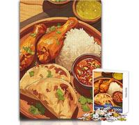 Puzzle de 1000 pièces pour Adultes - Illustration d'un délicieux Repas de Poulet et Riz - Jeu de défi Unique - Activités familiales - Idée Cadeau d'anniversaire - Dimensions 38x52cm