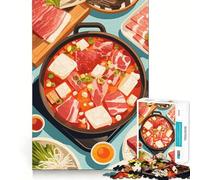 Puzzle de 1000 pièces pour Adultes Illustration d'un festin de Fondue coréenne Découpe Impeccable Jeu de Concentration Amusant Cadeau Gratuit Idée Cadeau d'anniversaire (50x75cm)