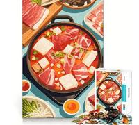 Puzzle de 1000 pièces pour Adultes,Illustration d'un festin de Fondue coréenne,découpe Nette,défi Intelligent,Jeu Amusant pour Passer Le Temps,décoration Murale de Noël (38x52cm)
