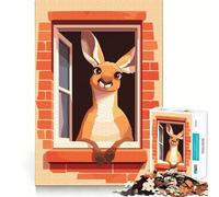 Puzzle de 1000 pièces pour Adultes Illustration d'un Kangourou à la fenêtre Jeu de logique et d'assemblage précis Idée Cadeau Amusante pour Un Anniversaire (50x75cm)