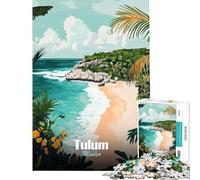 Puzzle de 1000 pièces pour Adultes Illustration d'un Paysage de Plage de Tulum Mexique Jeu Stimulant et éducatif Décoration Murale Cadeau et Jouet idéal (Taille 50x75cm)