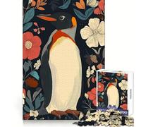 Puzzle de 1000 pièces pour Adultes, Illustration d'un Pingouin dans Un Jardin Fleuri, Jeu de logique et de Gestion du Stress, découpe précise, Cadeau élégant (50x75cm)