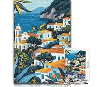 Puzzle de 1000 pièces pour adultes,illustration d'un village méditerranéen à Capri,en Italie Idéal pour des soirées jeux et divertissement en famille Un cadeau original et amusant ! Dimensions 50x75cm
