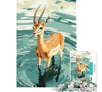 Puzzle de 1000 pièces pour Adultes Illustration d'une Gazelle dans l'eau Jeu Impossible éducatif et Stimulant Idée Cadeau Apprentissage et éducation (Dimensions 38x26cm)