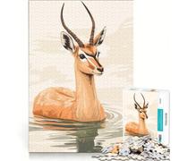 Puzzle de 1000 pièces pour Adultes, Illustration d'une Gazelle dans l'eau, Jouet éducatif, Relaxant et idéal comme Cadeau 38x52cm