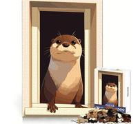 Puzzle de 1000 pièces pour Adultes, Illustration d'une Loutre regardant par la fenêtre, idéal pour stimuler Le Cerveau, se détendre et s'amuser ; Un Cadeau Parfait pour Les fêtes (38x26cm)