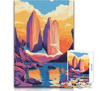Puzzle de 1000 pièces pour Adultes - Illustration Minimaliste et colorée de Glaciers, rochers, Montagnes et Lacs - Jeu Stimulant - Cadeau d'anniversaire - Dimensions 38x52cm