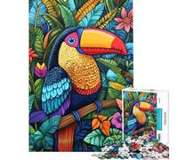 Puzzle de 1000 pièces pour Adultes Illustrations de Toucans éclatantes Jeu Familial éducatif et Stimulant Cadeau de Père Noël Secret Améliore la mémoire (Taille 38x52cm)