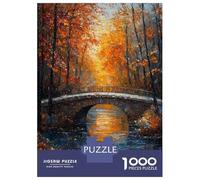 Puzzle De 1000 Pièces Pour Adultes Impressionist Inspired Autumn Bridge Scene Puzzle Pour Adultes, Jouet, Décoration Murale, Analyse Et Logique, Cadeaux Uniques Pour Anniversaire Et Noël 70x50cm/1000p