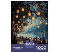Puzzle De 1000 Pièces pour Adultes Impressionist Inspired Lakeside Lantern Evening Puzzles pour Adolescents Jeu Manuel Défi Difficile Cadeau d'anniversaire, Cadeaux, 38x26cm/1000pcs