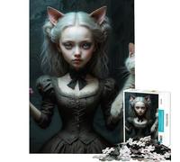Puzzle de 1000 pièces pour adultes inspiré d'Alice au pays des merveilles représentant une chatte et son compagnon félin Jeu éducatif de 1000 pièces décoration parfaite jeu stimulant et divertissement