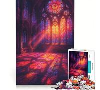 Puzzle de 1000 pièces pour Adultes intérieur de cathédrale en vitrail Jeu éducatif défi Stimulant renforce Les Liens d'amour Entre Couples 50x75cm