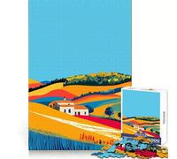 Puzzle de 1000 pièces pour Adultes Italie Collines toscanes Art Minimaliste Décoration soignée Exercice Mental Jeu Amusant et apaisant Cadeau Festif et Relaxant (38x52cm)