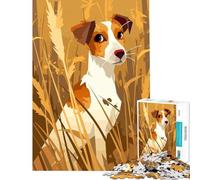 Puzzle de 1000 pièces pour Adultes Jack Russell Terrier dans Un Champ de blé Illustration Minimaliste Jeu Relaxant Jouet addictif pour cultiver la Patience Cadeau d'anniversaire pour s'amuser