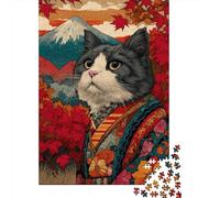 Puzzle De 1000 Pièces pour Adultes Japanese Cat Art Print-1 Puzzle Casse-tête Jeu De Rapidité Activités Amusantes À La Maison 52x38cm/1000pcs