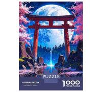 Puzzle De 1000 Pièces pour Adultes Japanese Moonlit Waterfall Puzzle, Jouet, Décoration Murale, Difficile Et Stimulant 52x38cm/1000pcs
