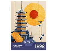 Puzzle De 1000 Pièces pour Adultes Japanese Pagoda Illustration Puzzle pour Adolescents : Améliore La Mémoire. Chaque Pièce Est Unique - Jouet Éducatif 52x38cm/1000pcs