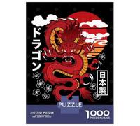 Puzzle De 1000 Pièces pour Adultes Japanese Red Dragon Puzzle Casse-tête Jeu De Rapidité Activités Amusantes À La Maison 38x26cm/1000pcs