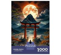 Puzzle De 1000 Pièces pour Adultes Japanese Torii Gate Moonlit Landscape Puzzle pour Adultes Jeu Manuel Décoration Murale Activités Amusantes À La Maison, 52x38cm/1000pcs
