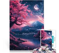 Puzzle de 1000 pièces pour Adultes “Japon Mont Fuji la Nuit” Fait de Papier，Convient aux Personnes âgées de 14 Ans et Plus Jouets stimulants Car C'est Un pour Toute la Famille。