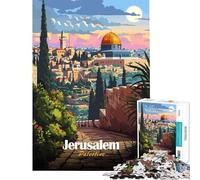 Puzzle de 1000 pièces pour Adultes Jérusalem Palestine Affiche de Voyage Défi intellectuel Jouet addictif Jeu Amusant pour Toute la Famille Cadeau Artistique Original (Taille 50x75cm)
