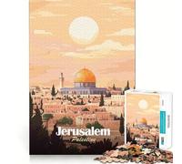 Puzzle de 1000 pièces pour Adultes Jérusalem,Palestine Affiche de Voyage Jeu de logique Amusant et Facile à Assembler Scène de Noël Art (50x75cm)