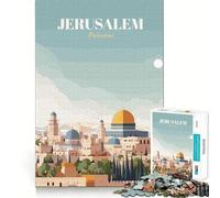 Puzzle de 1000 pièces pour Adultes Jérusalem,Palestine Affiche de Voyage Jeu de réflexion et de détente Décoration de Noël (38x26cm)