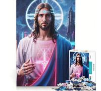 Puzzle de 1000 pièces pour Adultes Jésus à l'ère du néon Jeu à Monter soi-même améliore la mémoire Cadeau Unique pour Un Anniversaire ou Noël 38x52cm